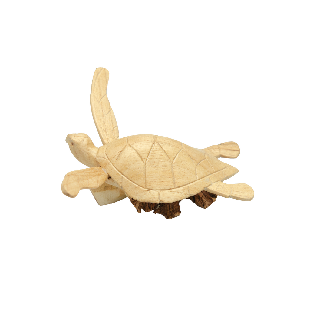 WOODEN SINGLE TURTLE W/ CORAL ROOT