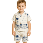 KID'S SHIRT & SHORTS WHITE PRINTED