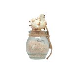 SAND BOTTLE POT SHAPE W/BIG SHELL ON TOP 4" - Image 2