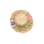 KEYRING SMALL RATTAN HAT W/FLOWERSHELL
