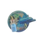 WOOD MAGNET ROUND +DOLPHIN W/