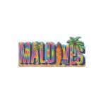 WOODEN MAGNET MALDIVE LETTERW/COCO TREE 4"