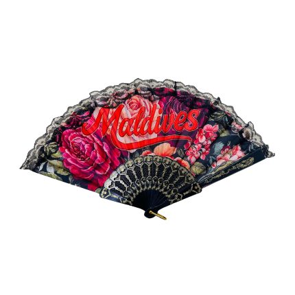 FANCY PLASTIC FOLDABLE FAN PRINTED MALDIVES