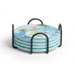 COASTER PRINTED 1X4 W/METAL STAND