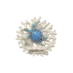 MAGNET,WITH  BLUE TURTLE ON BASE,RESIN