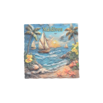 MAGNET,SQUARE WITH BEACH SCENE-STARFISH