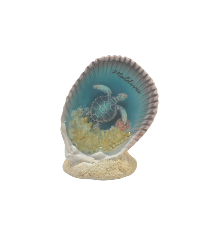 SHELL STAND, WITH TURTLE, RESIN