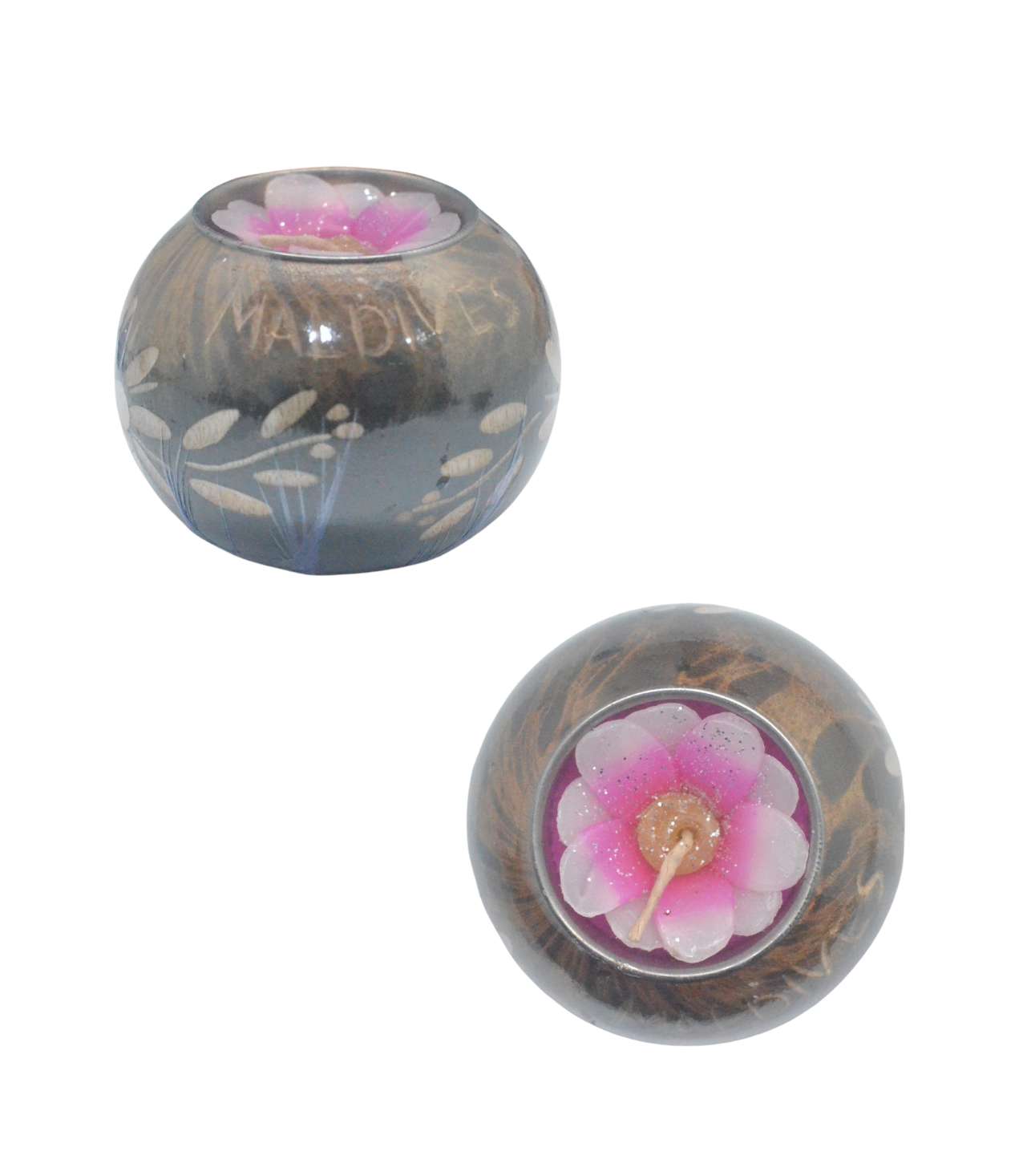 12224 MANGO WOOD CANDLE HOLDER ROUND - Image 1