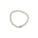 SEMI-PRECIOUS STONE BRACELET- MATTE WHITE JADE-8MM ROUND BEADS- 7INCHES