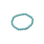 SEMI-PRECIOUS STONE BRACELET- SYNTHETIC BLUE TURQUOISE-8MM ROUND BEADS- 7INCHES