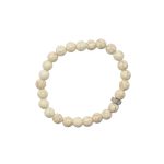 SEMI-PRECIOUS STONE BRACELET- SYNTHETIC WHITE HOWLITE-8MM ROUND BEADS- 7INCHES