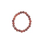 SEMI-PRECIOUS STONE BRACELET- RED STRIPED AGATE-8MM ROUND BEADS- 7INCHES