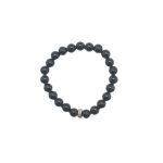 SEMI-PRECIOUS STONE BRACELET- BLACK AGATE-8MM ROUND BEADS- 7INCHES