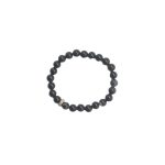 SEMI-PRECIOUS STONE BRACELET- BLACK STRIPED AGATE-8MM ROUND BEADS- 7INCHES