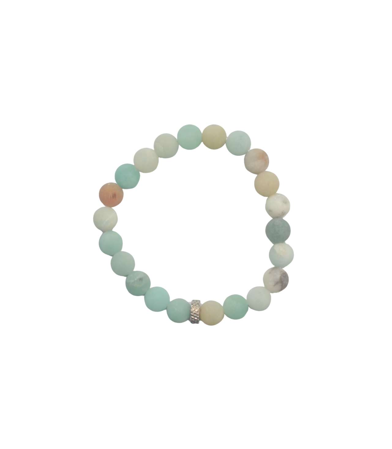 30735 SEMI-PRECIOUS STONE BRACELET- MATTE AMAZONITE-8MM ROUND BEADS- 7INCHES - Image 1