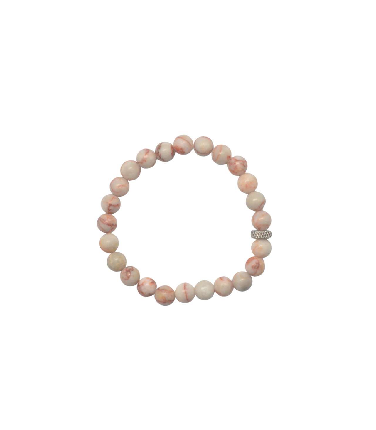 30737 SEMI-PRECIOUS STONE BRACELET- RED NETWORK-8MM ROUND BEADS- 7INCHES - Image 1