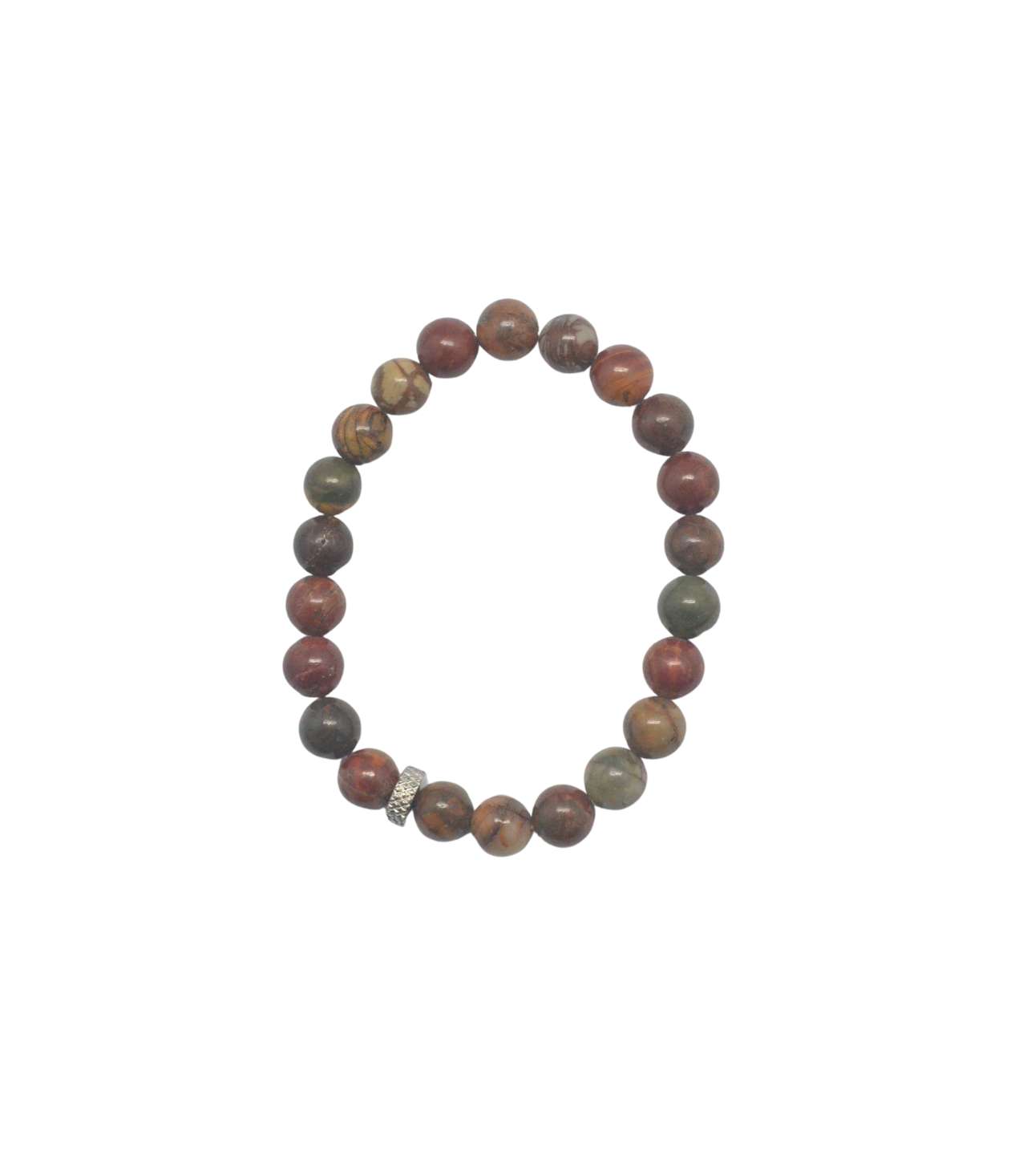 30743 SEMI-PRECIOUS STONE BRACELET- PICASSO JASPER-8MM ROUND BEADS- 7INCHES - Image 1