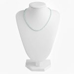 SEMI-PRECIOUS STONE NECKLACE- AQUAMARINE-3MM FACETED ROUND BEADS-15INCHES