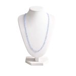 SEMI-PRECIOUS STONE NECKLACE- BLUE LACE AGATE-3MM FACETED ROUND BEADS-15INCHES