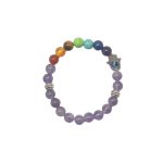 SEVEN CHAKRA BRACELET-AMETHYST- ROUND BEAD-8MM-7INCH