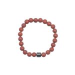 RED JASPER BRACELET-ROUND BEAD- 8MM+HEMATITE-8MM-7INCH