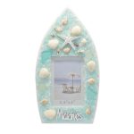 WOODEN BOAT PHOTO FRAME W/ BULE CRISTAL 3.5"X5"