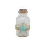 SHELL BOTTLE W/SHELL& SAND MALDIVES & STAR FISH 4"