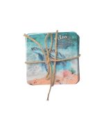 WOODEN COASTER 1X4PCS LAMINATED ON TOP 4"