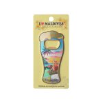 BOTTLE OPENNER MAGNET FEET SHAPE GOLD W/BEACH 3.5"