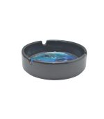 ASHTRAY CERAMIC BLACK W/ UNDERAWATER DESIGN 4"