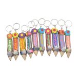 WOODEN PENCIL KEYCHAIN W/FLOWE