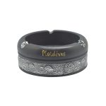 WOODEN ASHTRAY W/METAL ROUND 4"