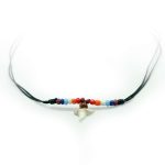 SHARK TOOTH NECKLACE LEATHER W/ BEADS MIX COLOUR