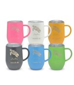DOUBLE WALL STAINLESS STEEL MUG WITH HANDLE GLASS LID 360ML
