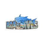 WOODEN MALDIVES LETTE RMAGNET W/ WHALE SHARK 4"