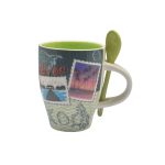 CERAMIC PPRINTED BIG MUG & SPOON
