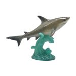 POLY SHARK ON SEA WAVE BASE 22CM