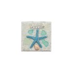 WOODEN BOX W/STAR FISH & COLOR STONE ON TOP 3"X3"