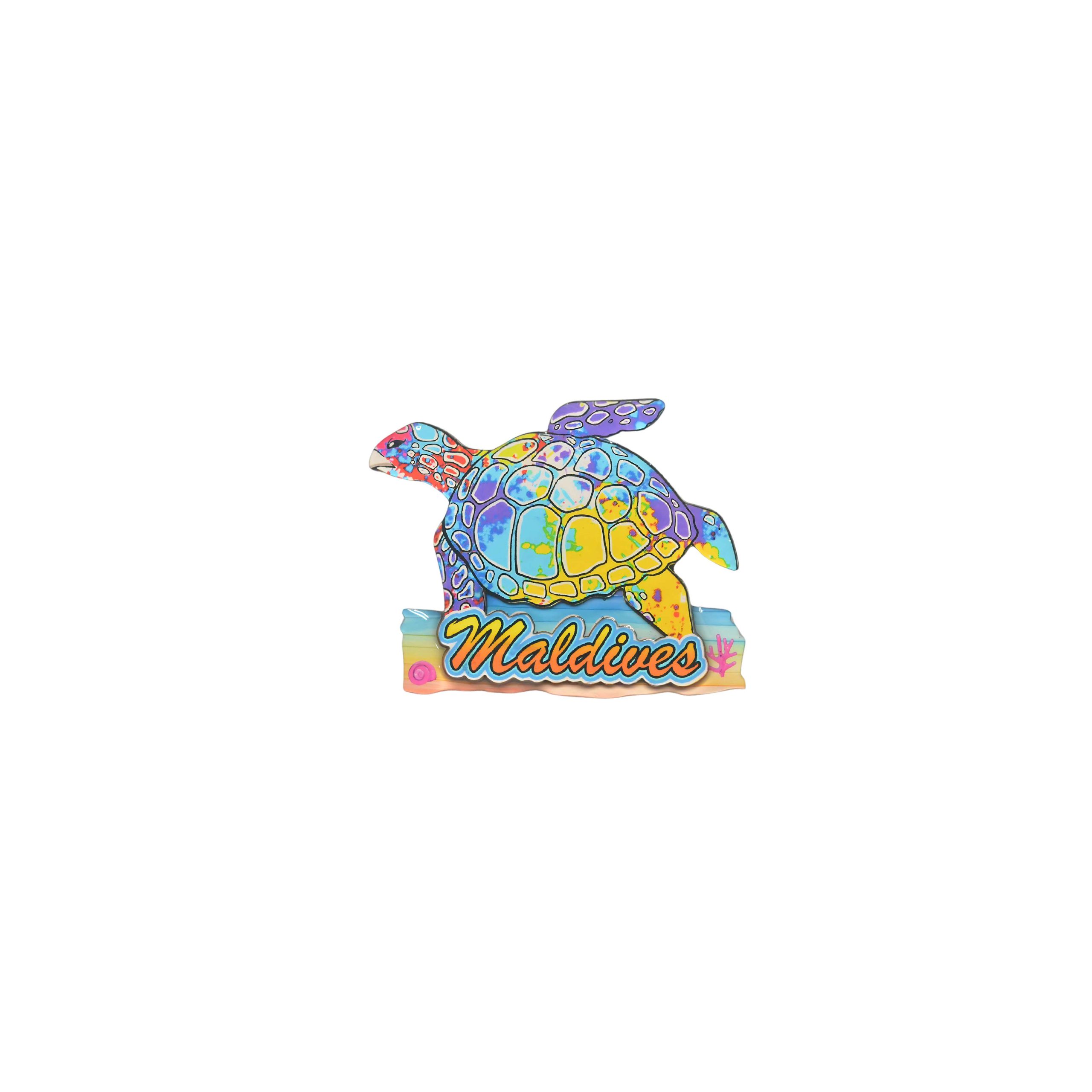 62783 WOODEN MAGNET EPOXY TURTLE W/MALDIVES 3" - Image 1