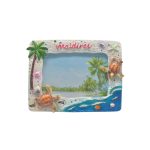 POLY PHOTO FRAME BLUE WAVE W/ 2 TURTLE & COCO TREE 8X6