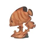 POLY LIKE WOOD BUTTERFLY FISH W/ BABY FISH 7"