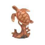 POLY LIKE WOOD TURTLE ON CORAL 7"