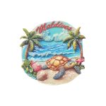 POLY MAGNET 2 COCO TREE W/ TURTLE