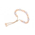 Bracelet, with Glass & Beads - gold color