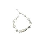 BRACELTE, METAL BEADS WITH BIG ROUND PEARL