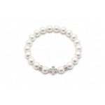 BRACELET, PEARL & ROUND BEADS WITH METAL PLUS