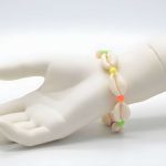 BRACELET, ELASTIC DOUBLE COWRIE SHELL WITH  ASTD COLOR BEADS