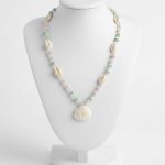 NECKLACE, COWRIE SHELLS & BEADS WITH BIG SHELL PENDANT