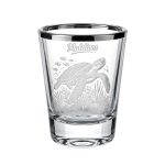 SHOTGLASS, WITH TURTLE  PRINTED-WHITE